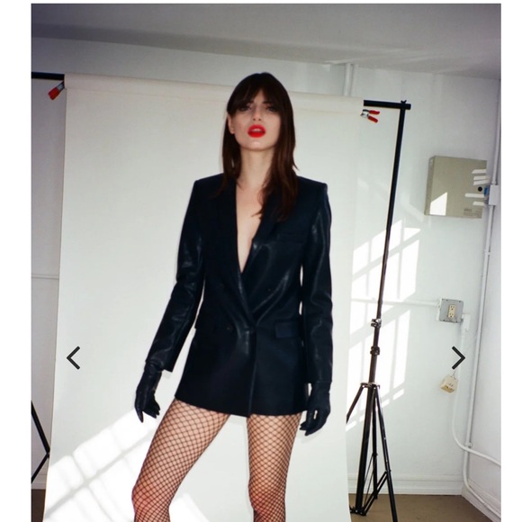 L’ ecole Des Femme Vegan Leather Smoking Jacket - Picture 2 of 14